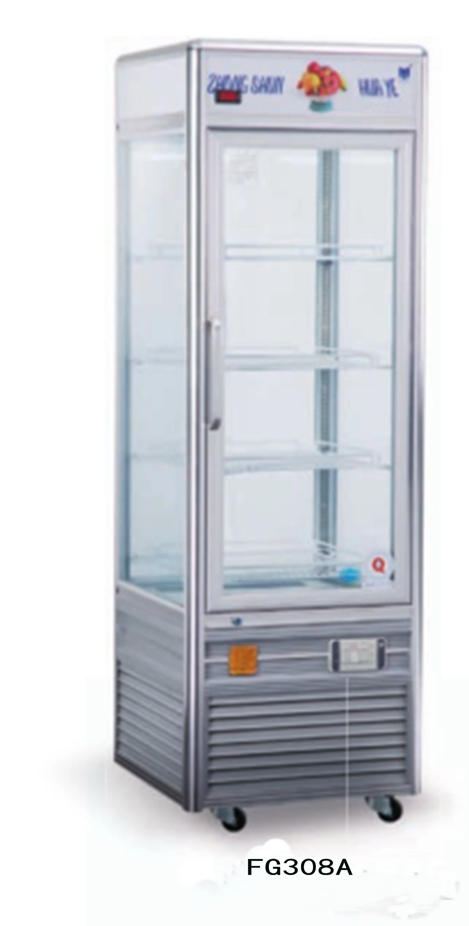 Four-Sides Glasses Vertical Kitchen Display Freezer for Cake Sandwich Pastry