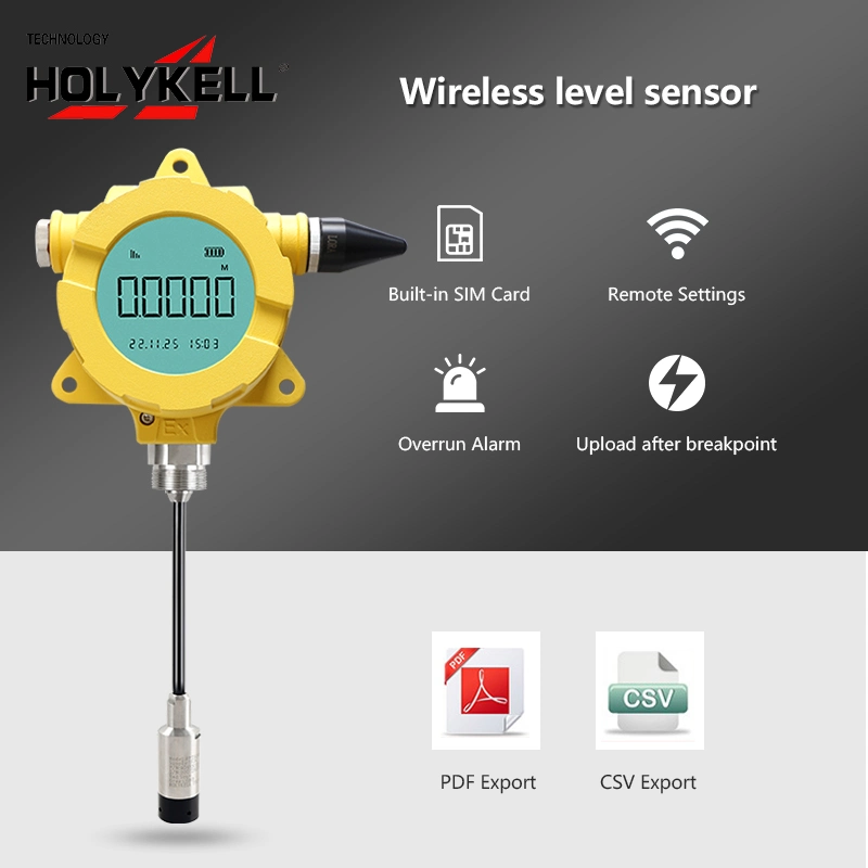 Holykell LCD Display 4G GPRS Wireless Nb-Iot Lora Water Liquid Level Sensor