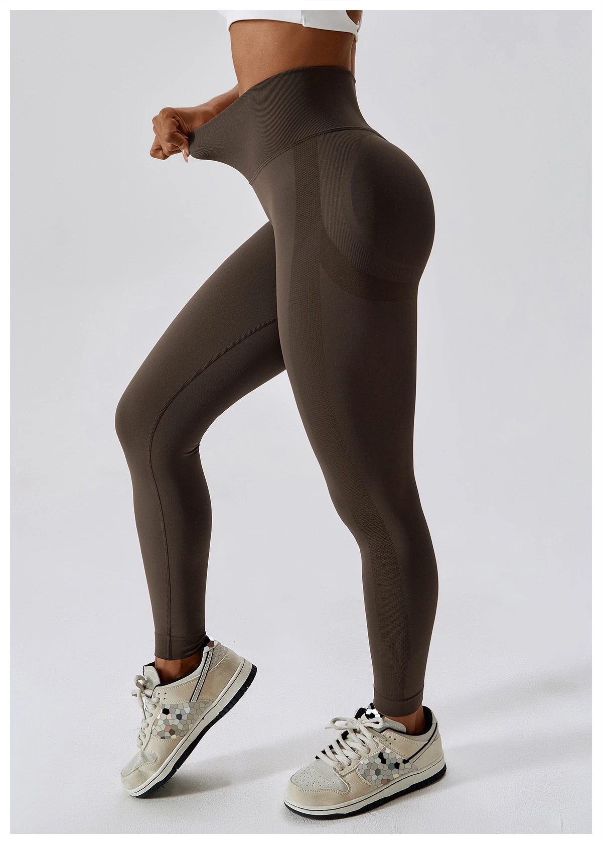 Leggings sem costuras para utilização no fitness leggings de cintura subida para mulher calças de ciclismo apertadas Calças de treino de running para mulher Sportswear