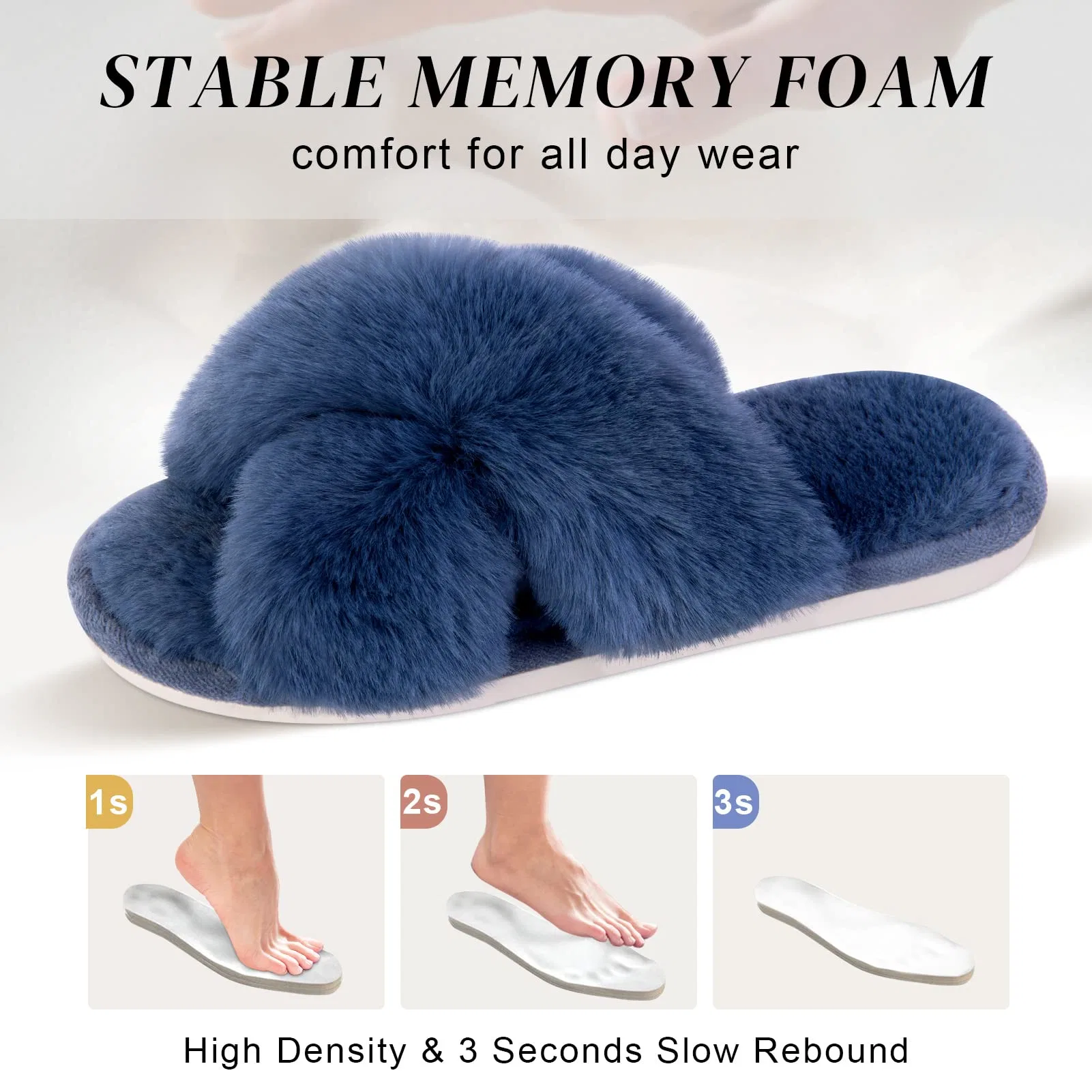 Fluffy Furry Open Toe House Shoes Indoor Outdoor Slide Slipper