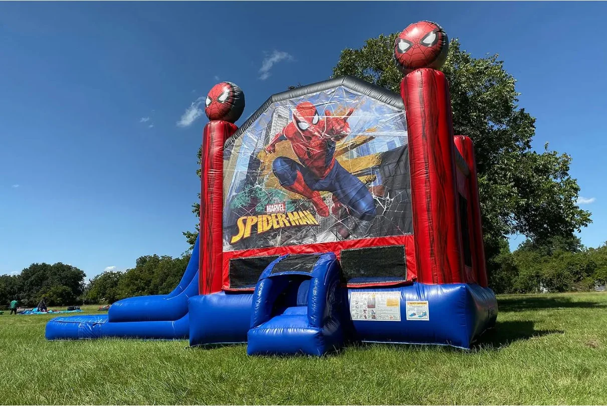 Classique Design Spider Man Combo Inflatable rebonds Slide commercial Circus Clown – Castres de bounerie pour enfants