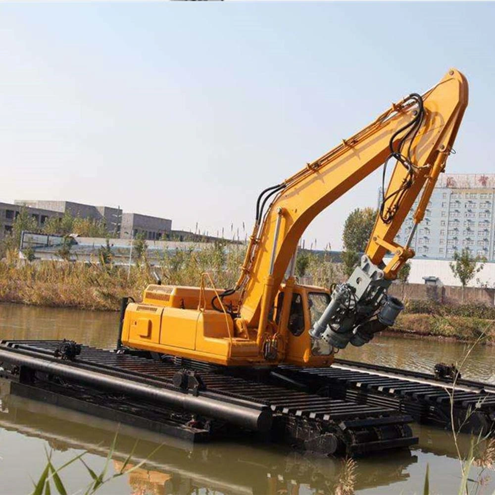 Hydraulic Crawler Attachment Dredger Floating Pontoon Lake Swamp Buggy Amphibious Excavator Pontoon