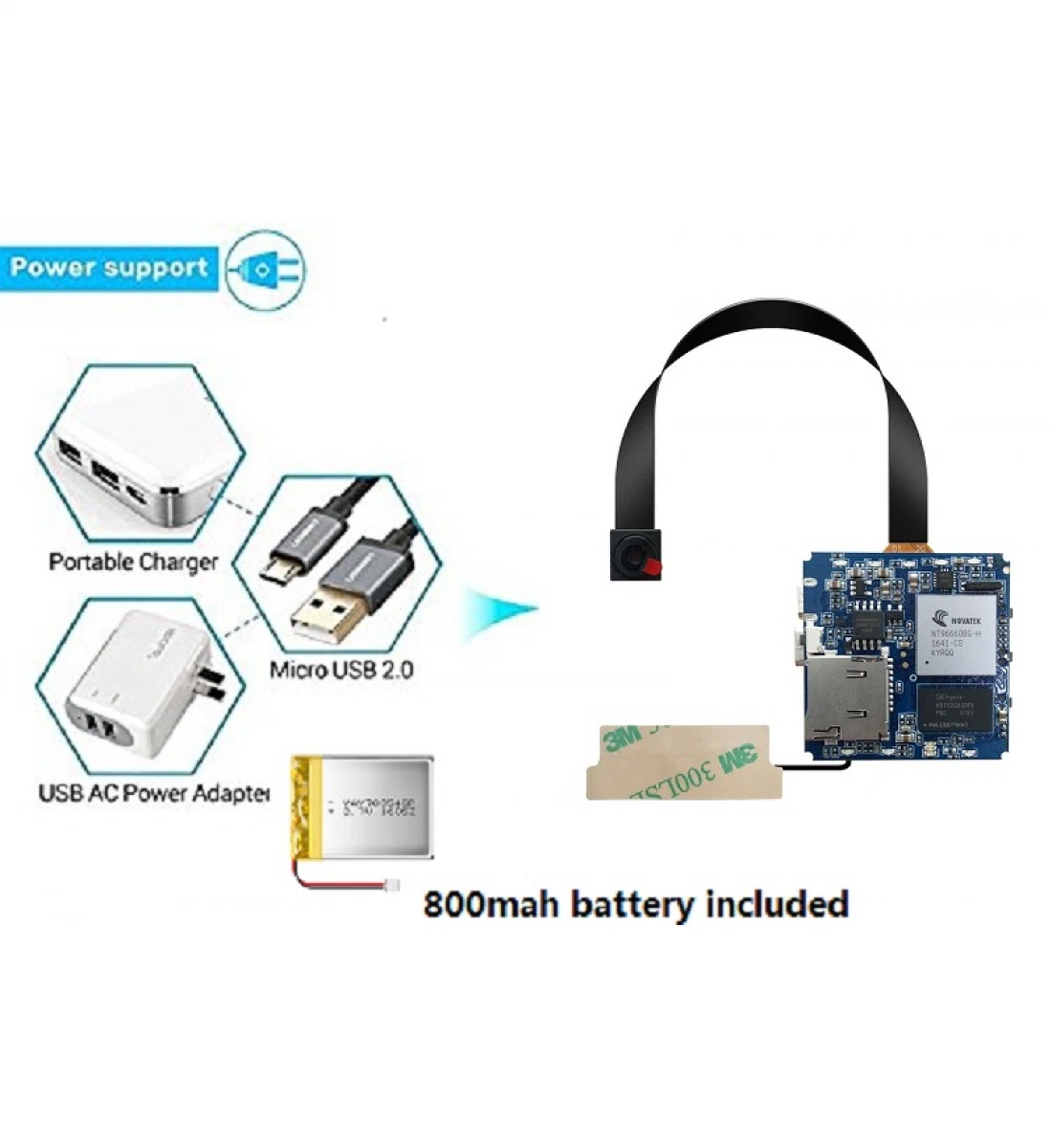 8m Pixel CMOS Fernbedienung DIY 4K WiFi P2P Mini CCTV-Kameramodul Echtzeit-Monitor DVR (wc008X1)