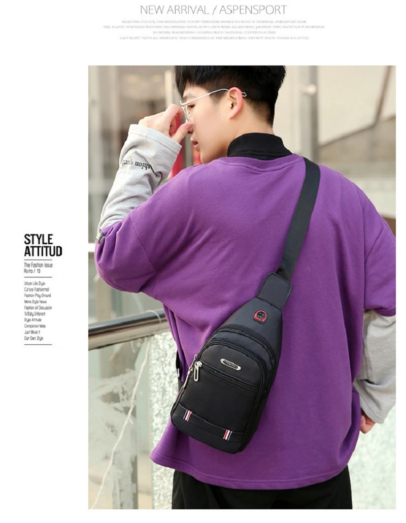 Anti Theft Chest Bag Men Waterproof Sling Bag with Earphone Hole Esg16814