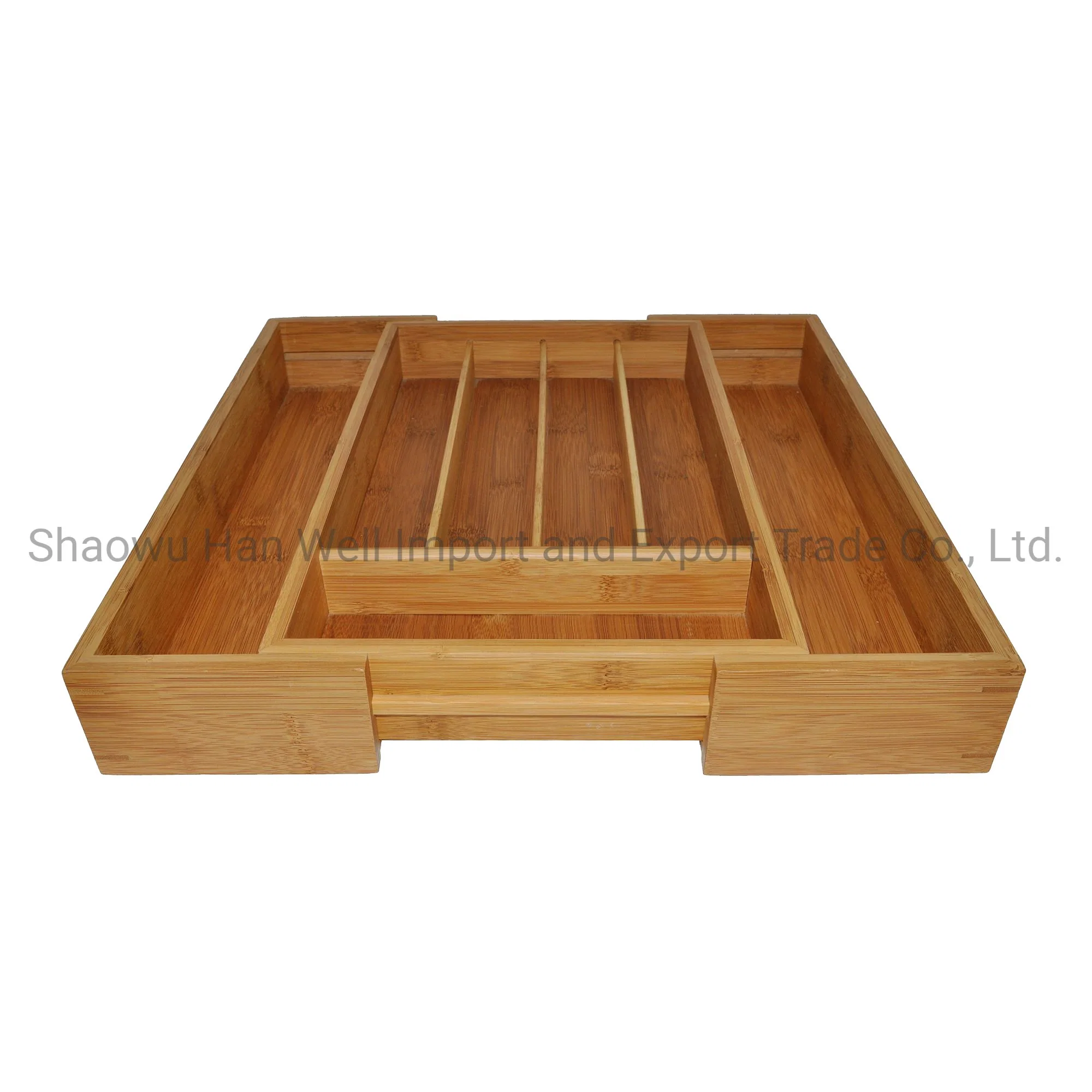 Zakka Style Classic Bamboo Grooved Sundries Drawer Organizer