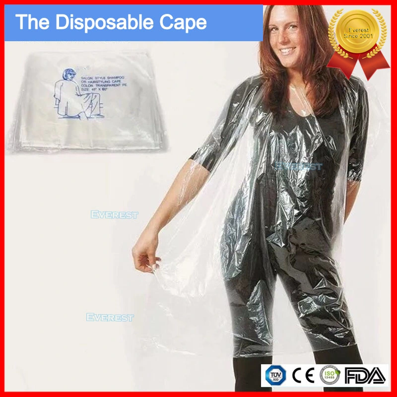 PE Disposal Hairdresser Cape, Waterproof Plastic Cutting Cape