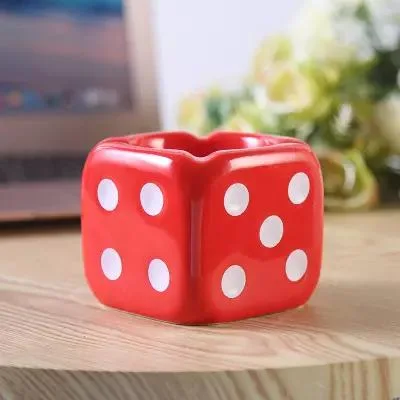 1PC Creative Ceramic Ashtray Unique Dice Shaped Cigarette Ashtray Adorable Ash Tray Desktop Adornment for Home Office Decor