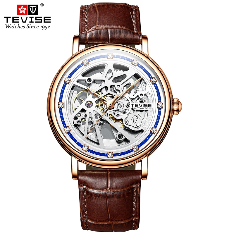 Skeleton Tourbillon Edelstahl Mechanische Uhr wasserdicht Herren