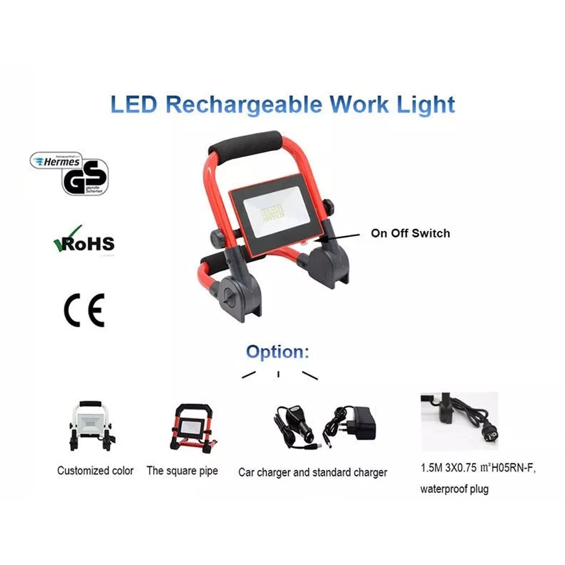 GS Approval Outdoor Car Repair Folding Work Light AC Portable LED Floodlight Site Light 100W 50W 30W 20W 10W