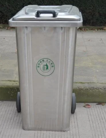 120L Stainless Steeldeep Drawing Outdoor Garbage Bin Trash Can