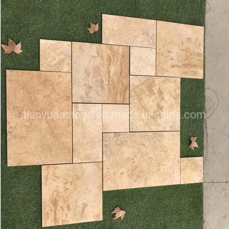 Yellow Limestone Paver with French Pattern Design