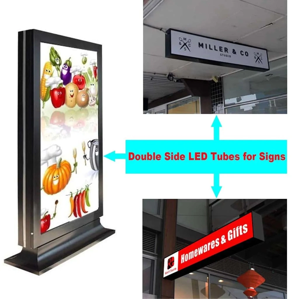 مصباح LED بزاوية 360 درجة لعلامات الإعلانات الخارجية فلورسنت LED هو R17D بطول 2 قدم و4 أقدام و6 أقدام و8 أقدام لمبات ذات أغطية طرفية دوارة