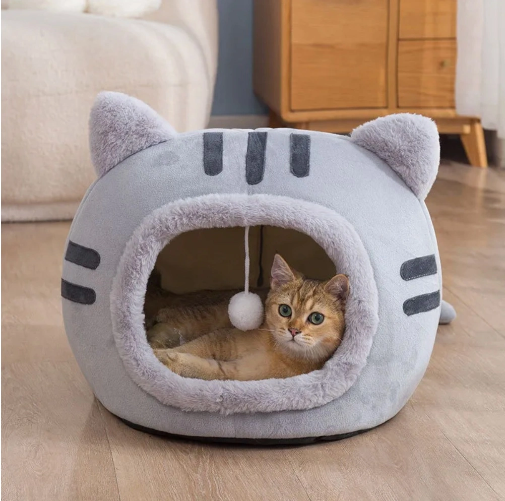 Hot vendendo inverno quente bonito gato cabeça forma Bed Nest Para cães e gatos pequenos