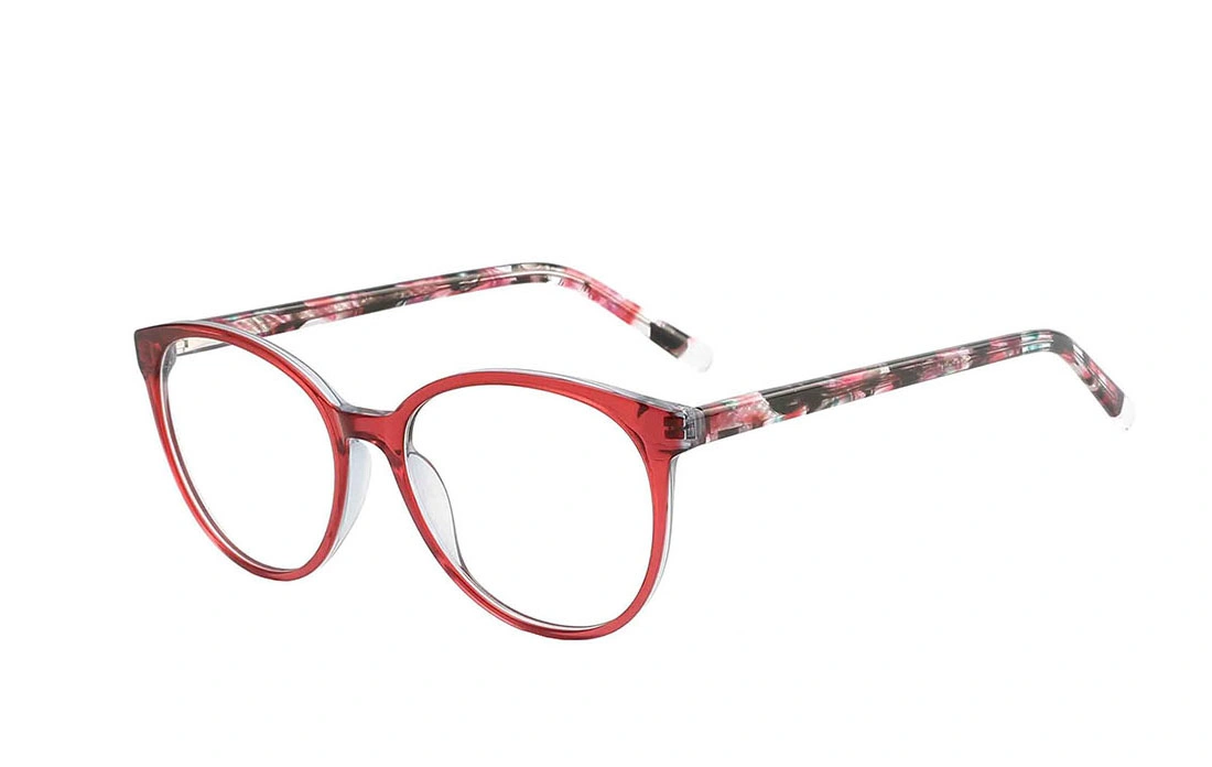 Unique Design Ladies Wholesale/Supplier Cat Eye Acetate Spring Hinged Red Orange Thick Ideal Optics Frames Eyeglasses Kga077