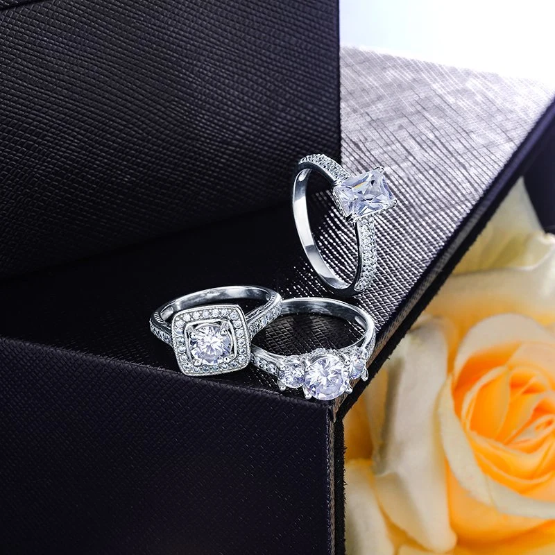 Fashion Fine Jewellery 925 Sterling Silver Jewelry Moissanite Diamond Ring for Women Engagement Wedding Promise Ring