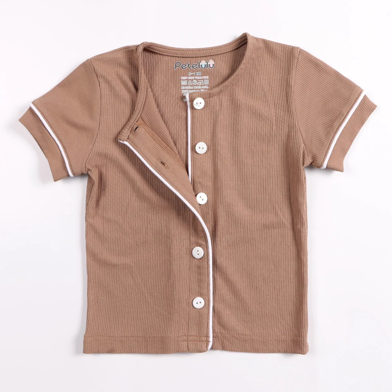 Toddler Baby Boys Girls Short Sleeves Solid Tops+ Pants Outfits Children Clothes Set Casual Bamboo Rib Clothing