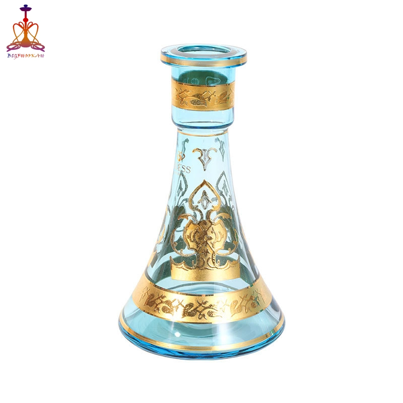 Embossing Gold Shisha Base Arabic Style Glass Bottle Narguile Hookah Crystal Vase