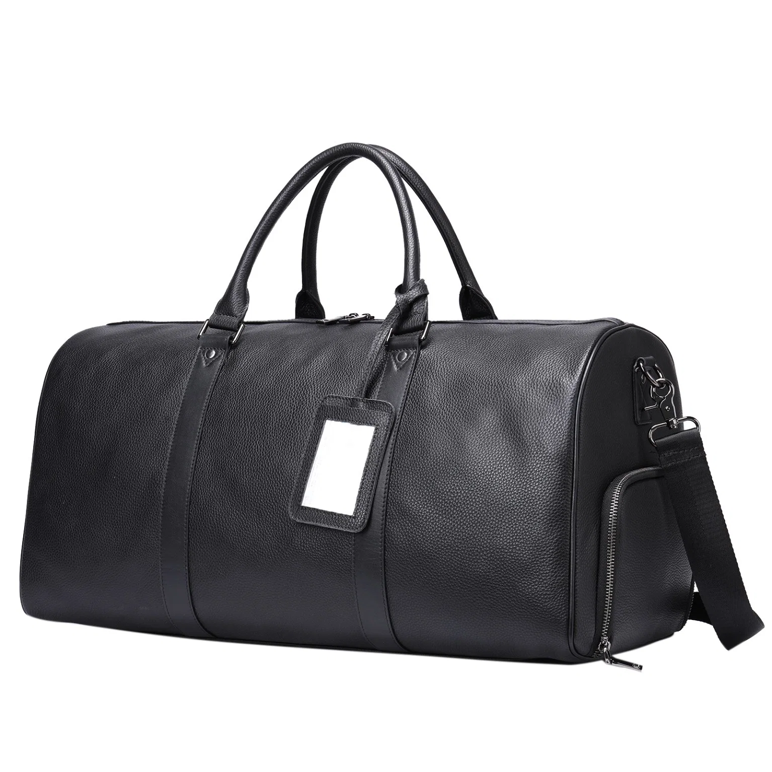 New Factory Leather Top Layer Cowhide Men's Portable Travel Tote Bag Polyester Sports Fitness Yoga Duffel Bag with Character Tag