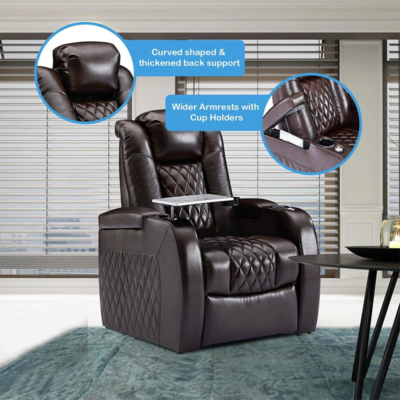 Black Leather Electric Recliner Chairs Couch Luxury Sofa VIP Cinema Seat Home Theater Seating Living Room Furniture