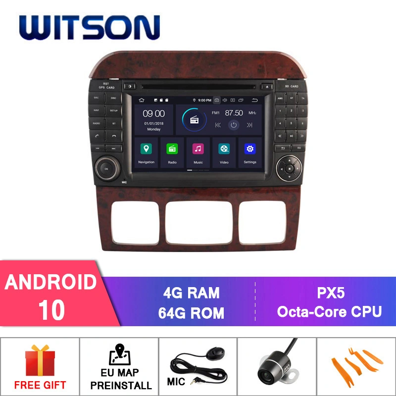 Radio de voiture Android 10 à quatre cœurs Witson pour Mercedes-Benz S W220 (1998-2005) S280 S320 S350 S400 S430 S500 VIDÉO HD 1080P