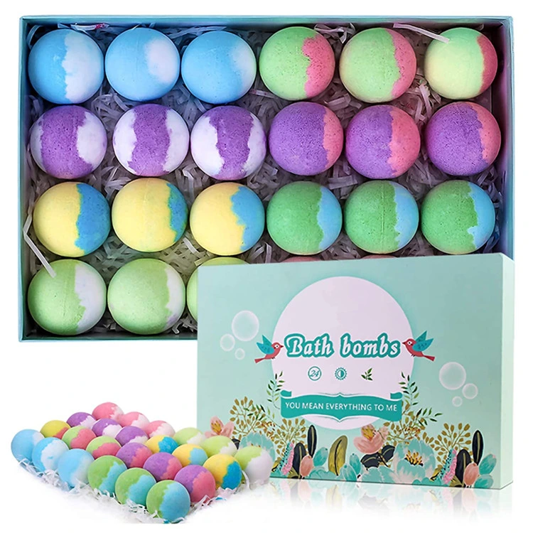 Advanced 24 Handmade Natural &amp; Organic Bath Bombas Juego de regalo Con aceite esencial