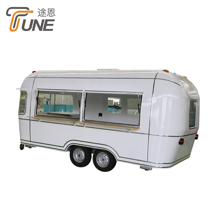 New Style Mobile Shiny/ Wiredrawing Stainless Steel Airstream Food Truck, Catering Airstream EU Standard Food Trailer