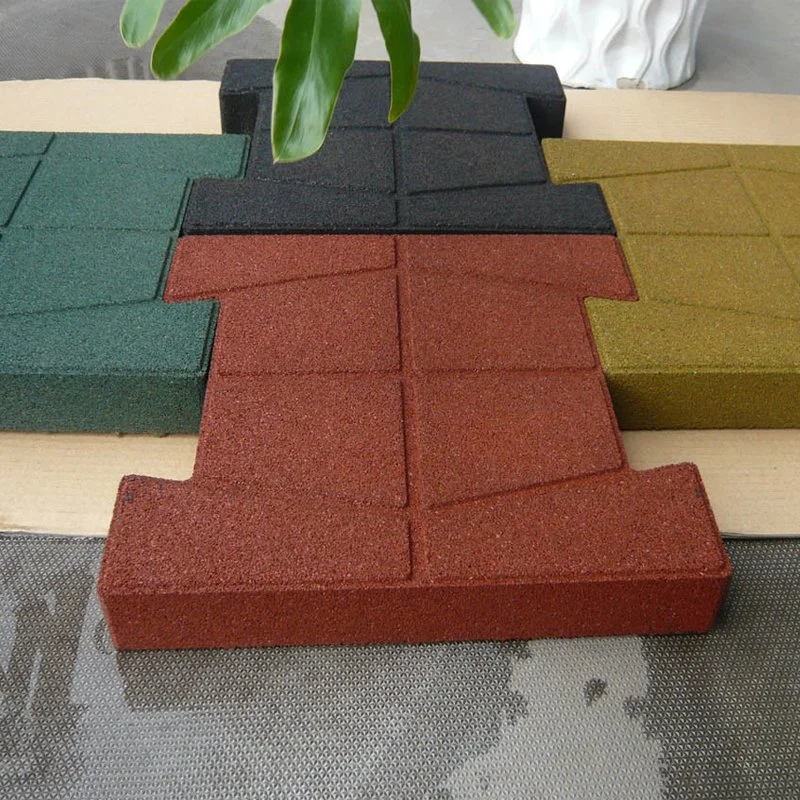 No Shift Solid Color Safety Rubber Playground Tiles Pavers for Outdoor Gyms Equipment