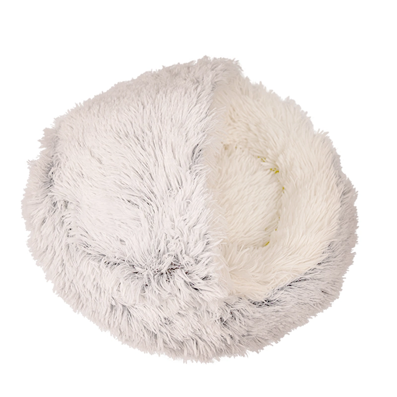 Rena Pet Luxury Long Plush cálido suave Colorful Round Gato Cama de perrito con cubierta