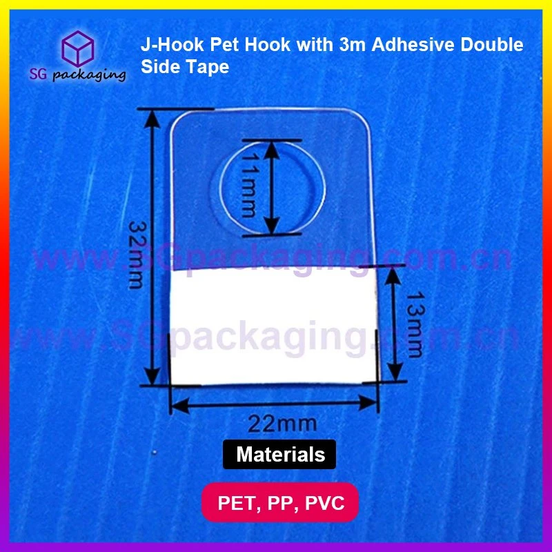 J-Hook RPET Pet Hook with 3m Adhesive Double Side Tape