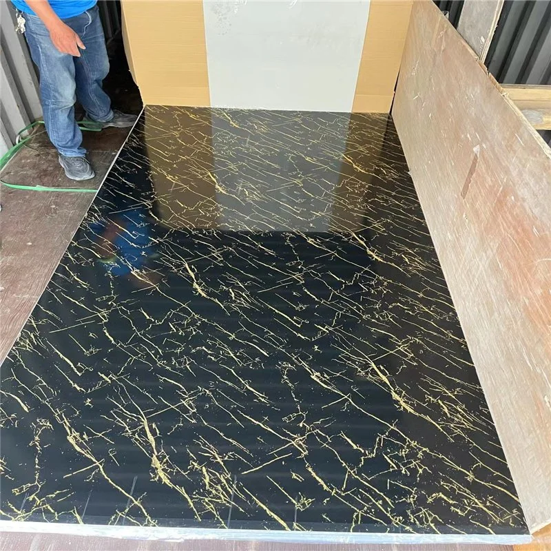 Fábrica de paneles de plástico de piedra de China a prueba de agua a la decoración interior de PVC de alto brillo de la junta de la hoja de mármol UV