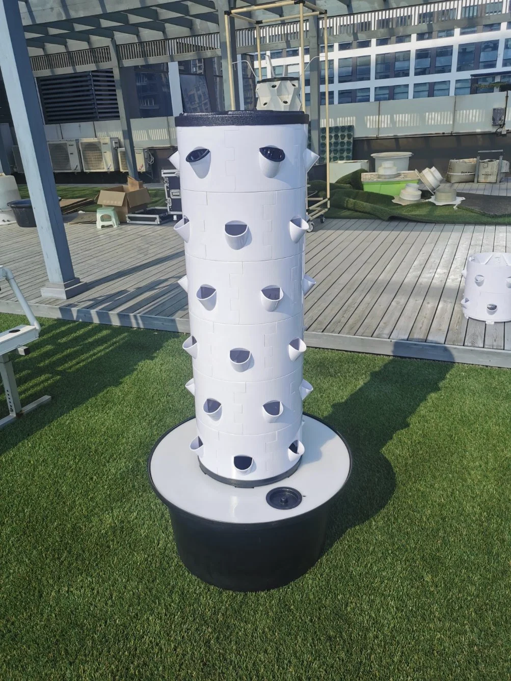 Sistema de potenciómetro de torre vertical empilhável para cultivo em Y de jardim