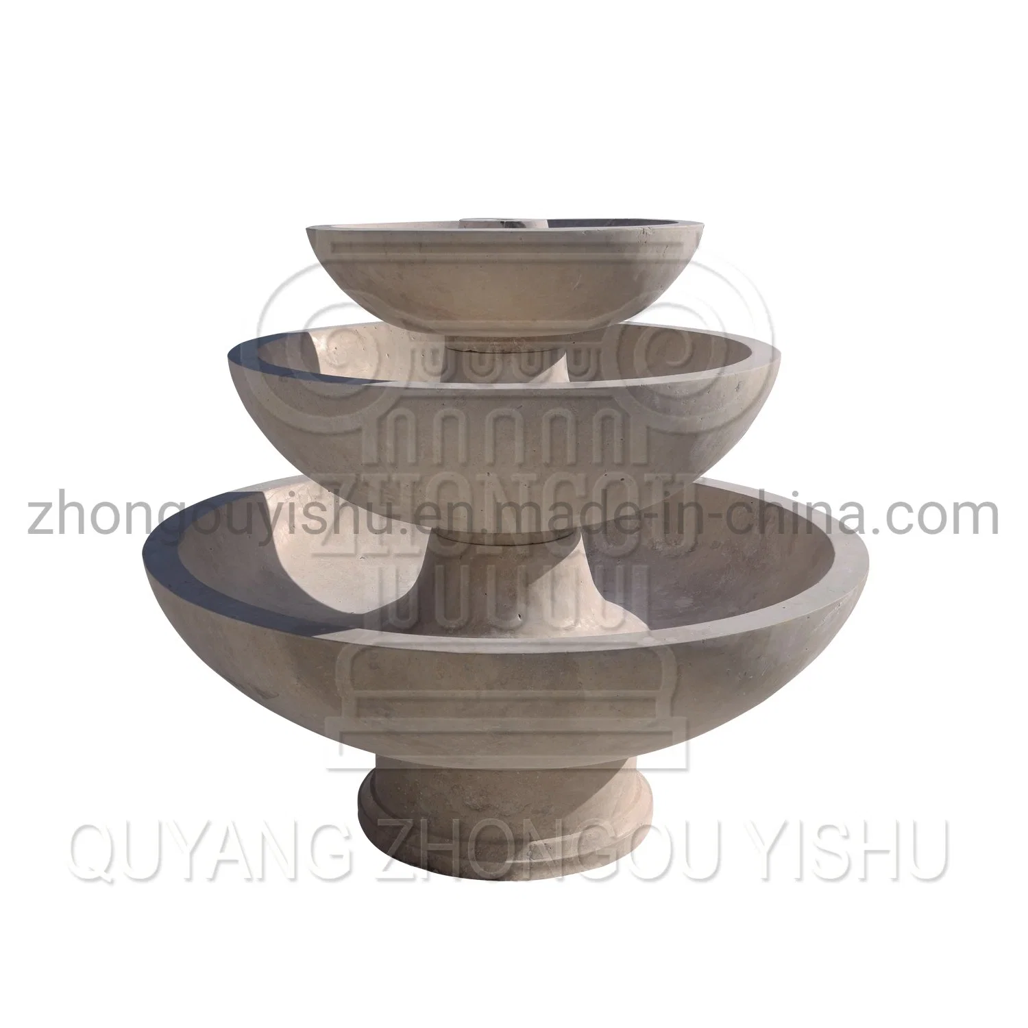 Outdoor Travertine Three Tier Bowl Basin Water Fountain