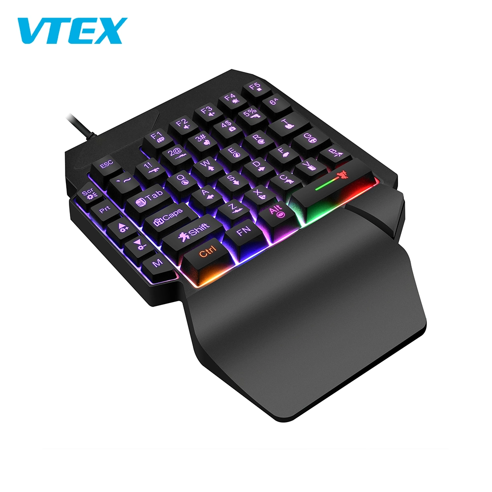 Multimédia rétroéclairé par LED RVB de Rainbow Mini USB Clavier mécanique filaire avec 40 touches clavier de jeu One-Handed