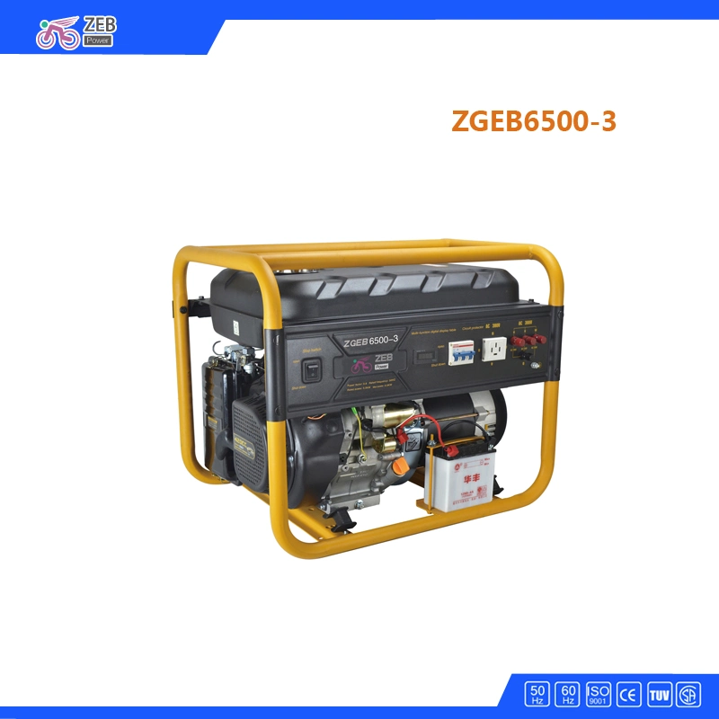 5.5kw Open Type Three Phase Portable Tri Fuel Gasoline/Natural Gas/LPG Generators Zgeb6500-3