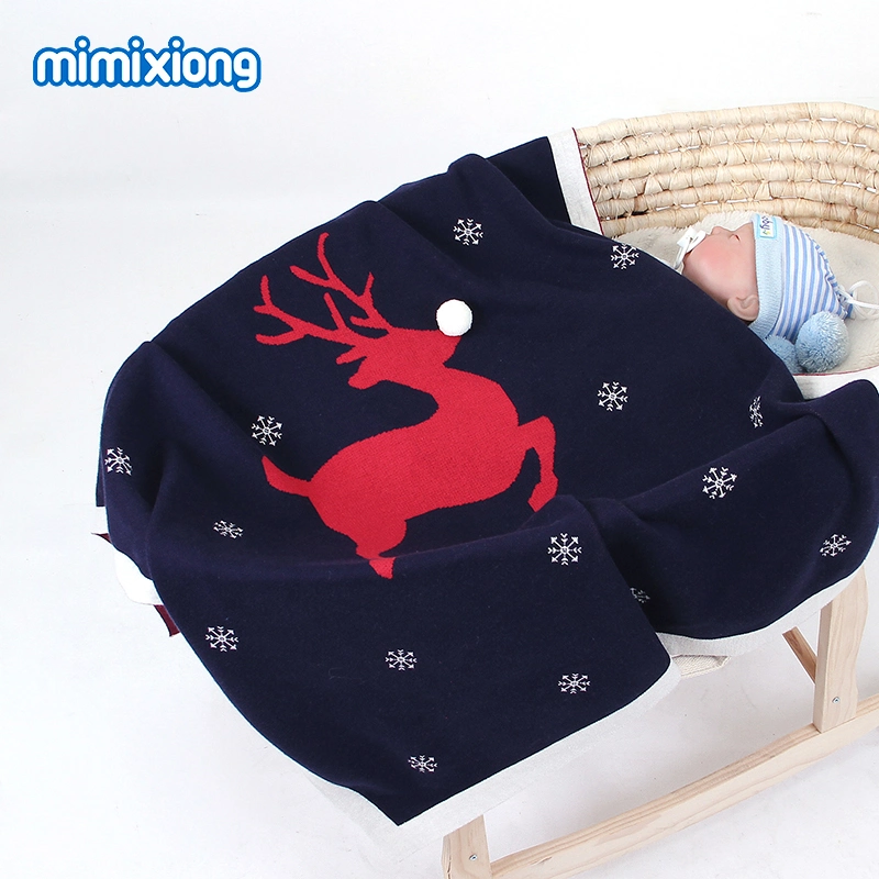 Hot Sale Mimixiong Knitted Christmas Baby Cotton Blankets Children Bedding Products