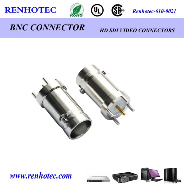 BNC Straight PCB Jack Thru Hole Type 50 Ohm Connector