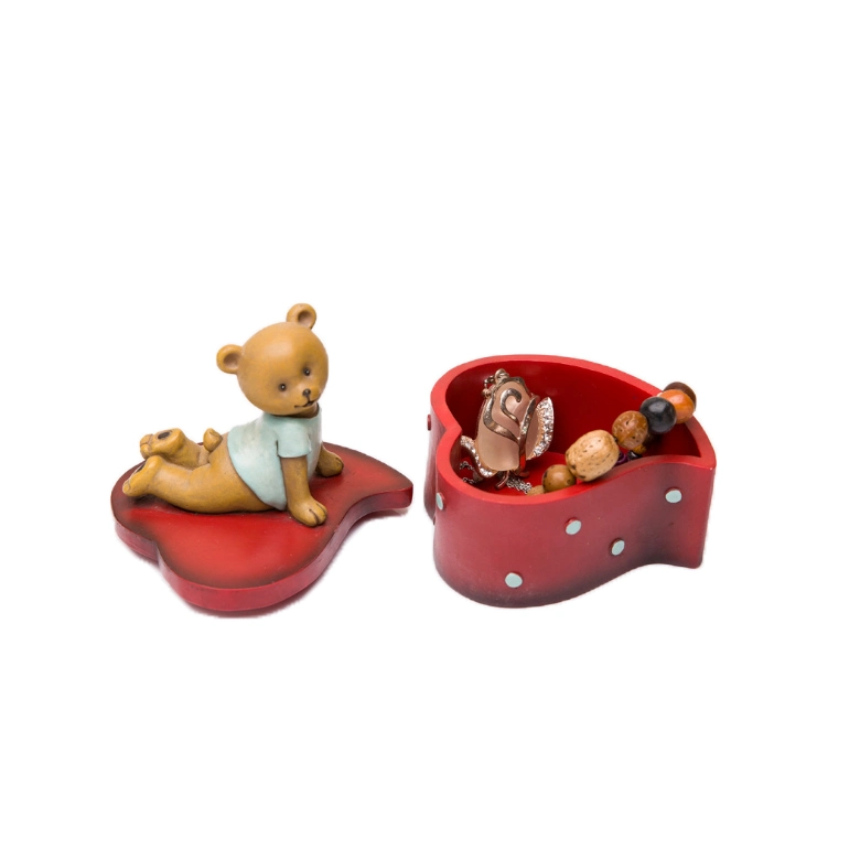 Hand Made Resin Cute Bear Jewelry Holder Box Craft for Home Decor