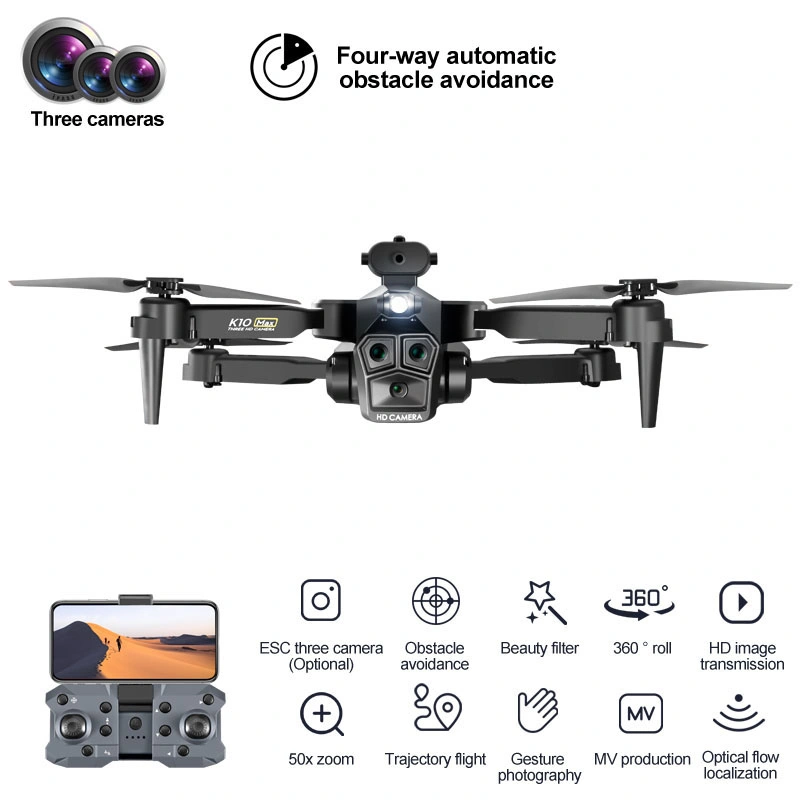 K10 Max Mini Drone 480p Camera Obstacle Avoidance Aerial Photography Foldable Quadcopter, with 1 Battery