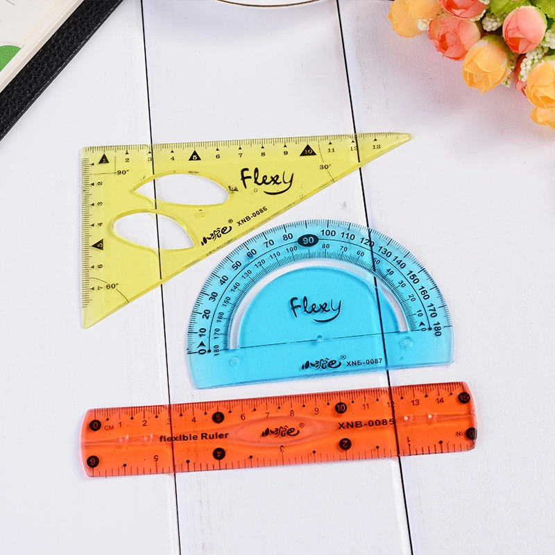 Custom Logo Flexible PVC Professional Math Geometry Ruler Set