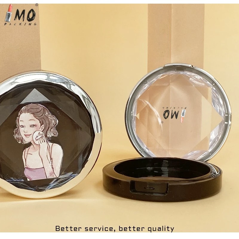 Luxury Round Shape Case Plastic Empty Custom Puff Container Loose Powder Box