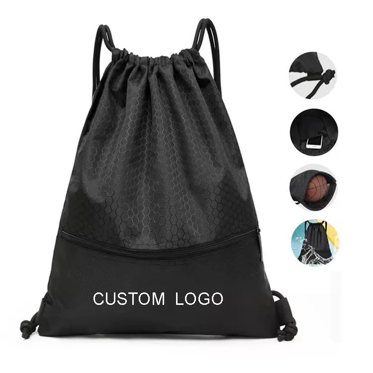 2023 Benutzerdefinierte Nylon Polyester Drawstring Werbe Sport Rucksack Gym Bag Rucksack Cinch Bag Reise- und Schultasche