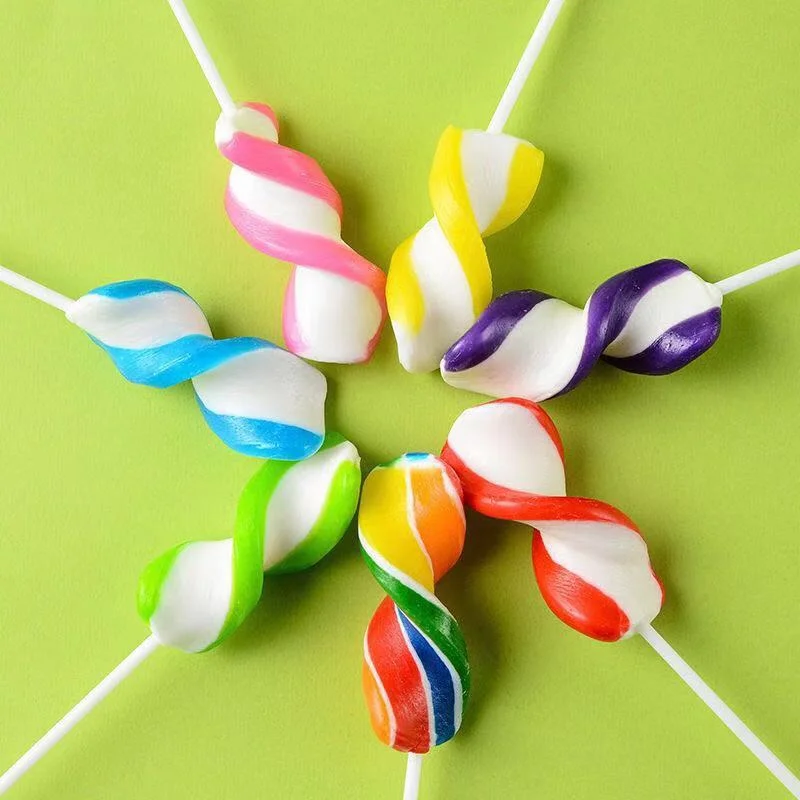 Hecha a mano Colorful Hard Twist Stick Fruity Lollipop Rainbow Lollipop