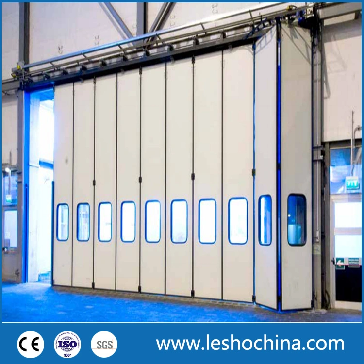 Industrial Manual or Automatic Sandwich Panel Thermal Insulated Big Size Bi Accordion Flexible Folding Door for Fire Center, Subway Station, Train Station