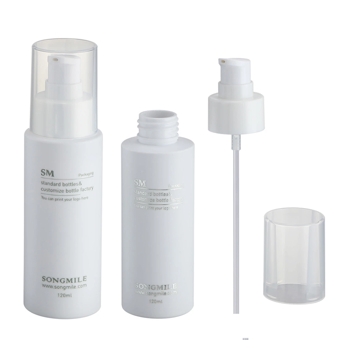 Manufacture OEM Printing 24 410 White PP 100ml Cream Pump Bottle Personal Skin Care Cosmetic Packaging Pet Bottle Sets