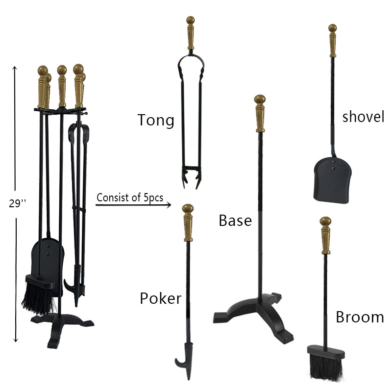 Золото из нержавеющей стали ручки переносной комплект аксессуаров камин наборы инструментов