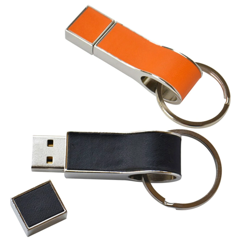 سلسلة مفاتيح محرك أقراص USB محمول من الجلد المحبب للشعار المخصص ذاكرة USB