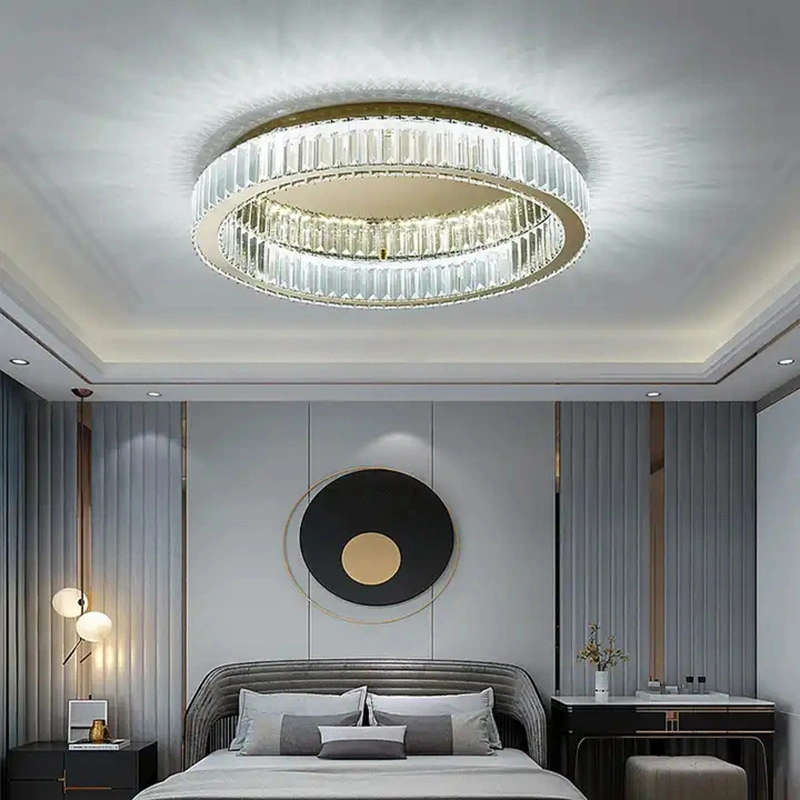 Lampe de plafond en verre de cristal de luxe créative pour salon rond d'hôtel moderne, éclairage suspendu pour salle à manger.