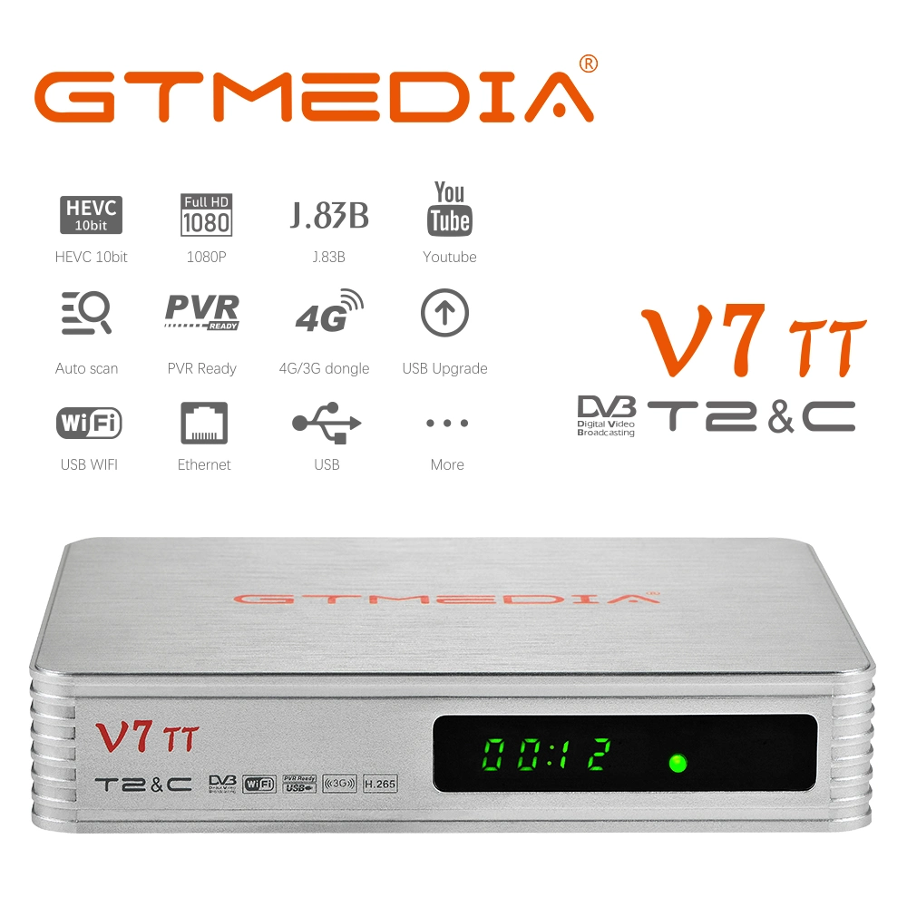 Gtmedia V7tt HDTV DVB-T2 TV Receiver Digital HD Video Mytv Freeview Set-Top Box Receiver