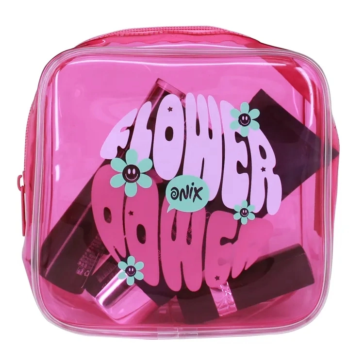 Toiletries Bag Floral Transparent PVC Bag Pouch for Kids Makeup Cosmetic Bag