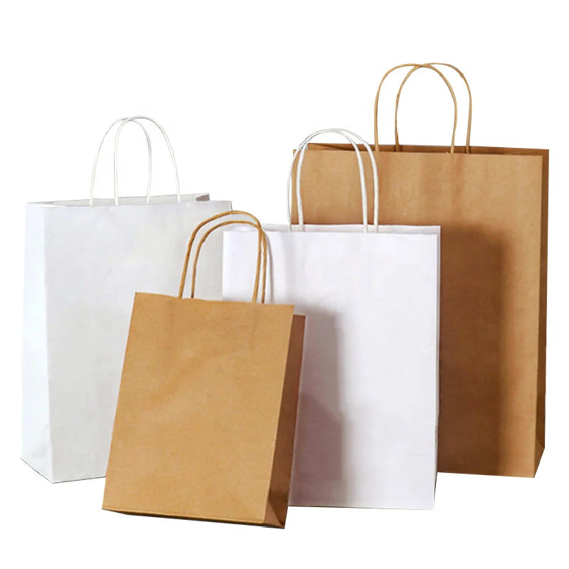 جمليّة [برون] لون أبيض هدية حرفة [كرف] تسوق ورقة حقائب باستخدام المقبض